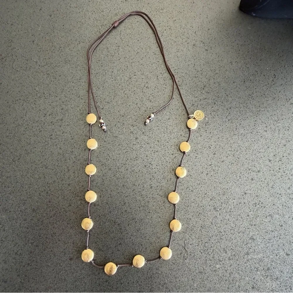 Blee Inara Bold Matte Gold Disc Adjustable Necklace
